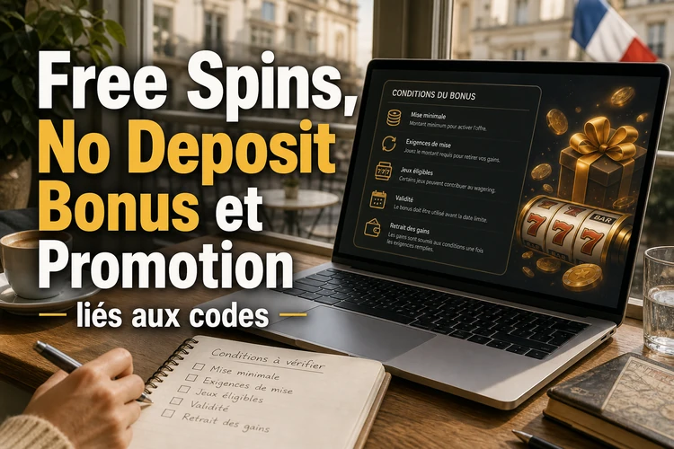 Free Spins, No Deposit Bonus et Promotion liés aux codes